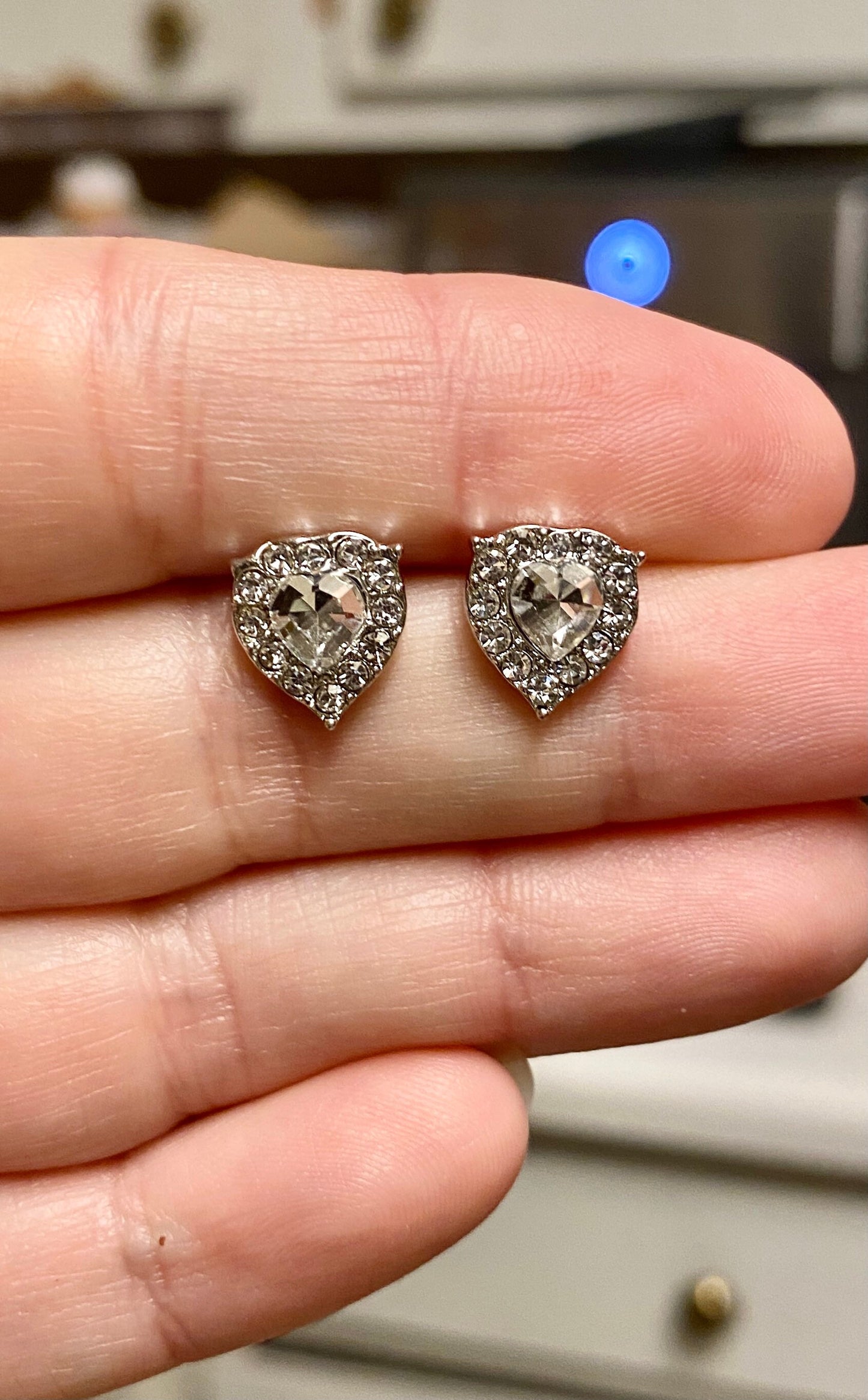 Rhinestone Heart Earrings - A Beautiful Gift for Her - Sparkles and Shines - Stud Earrings - Women's and Teens Jewelry