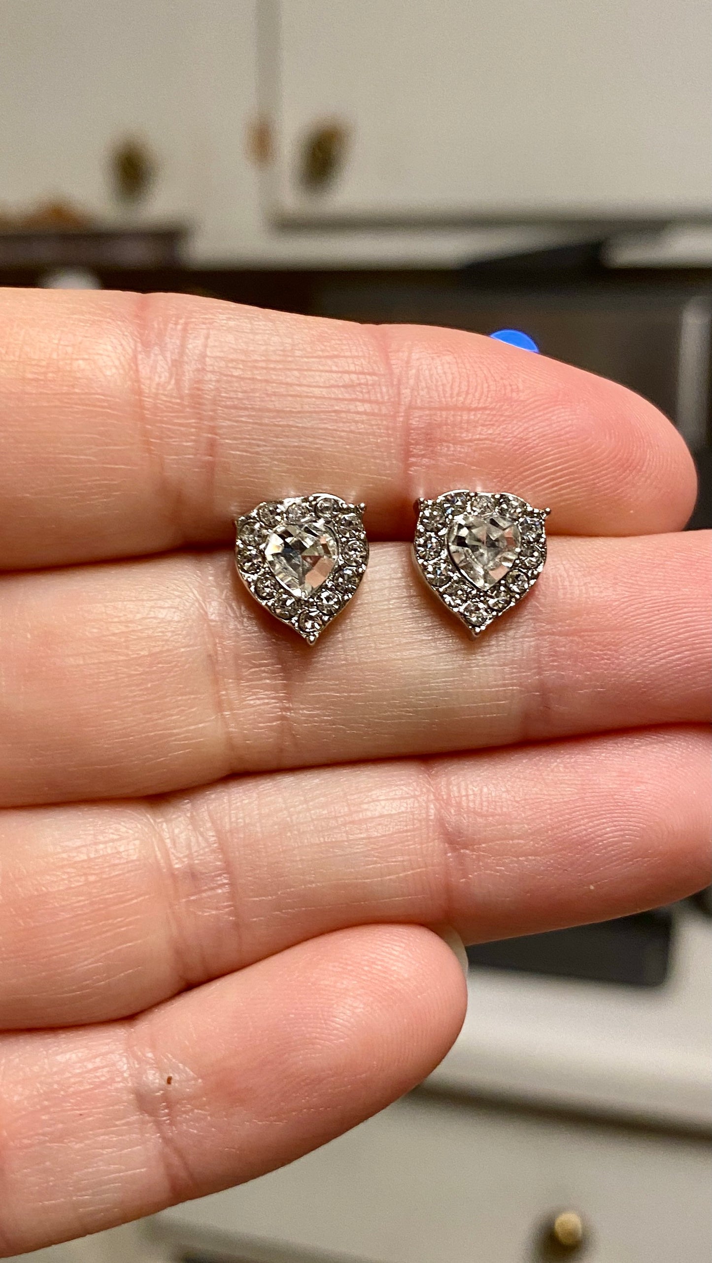 Rhinestone Heart Earrings - A Beautiful Gift for Her - Sparkles and Shines - Stud Earrings - Women's and Teens Jewelry