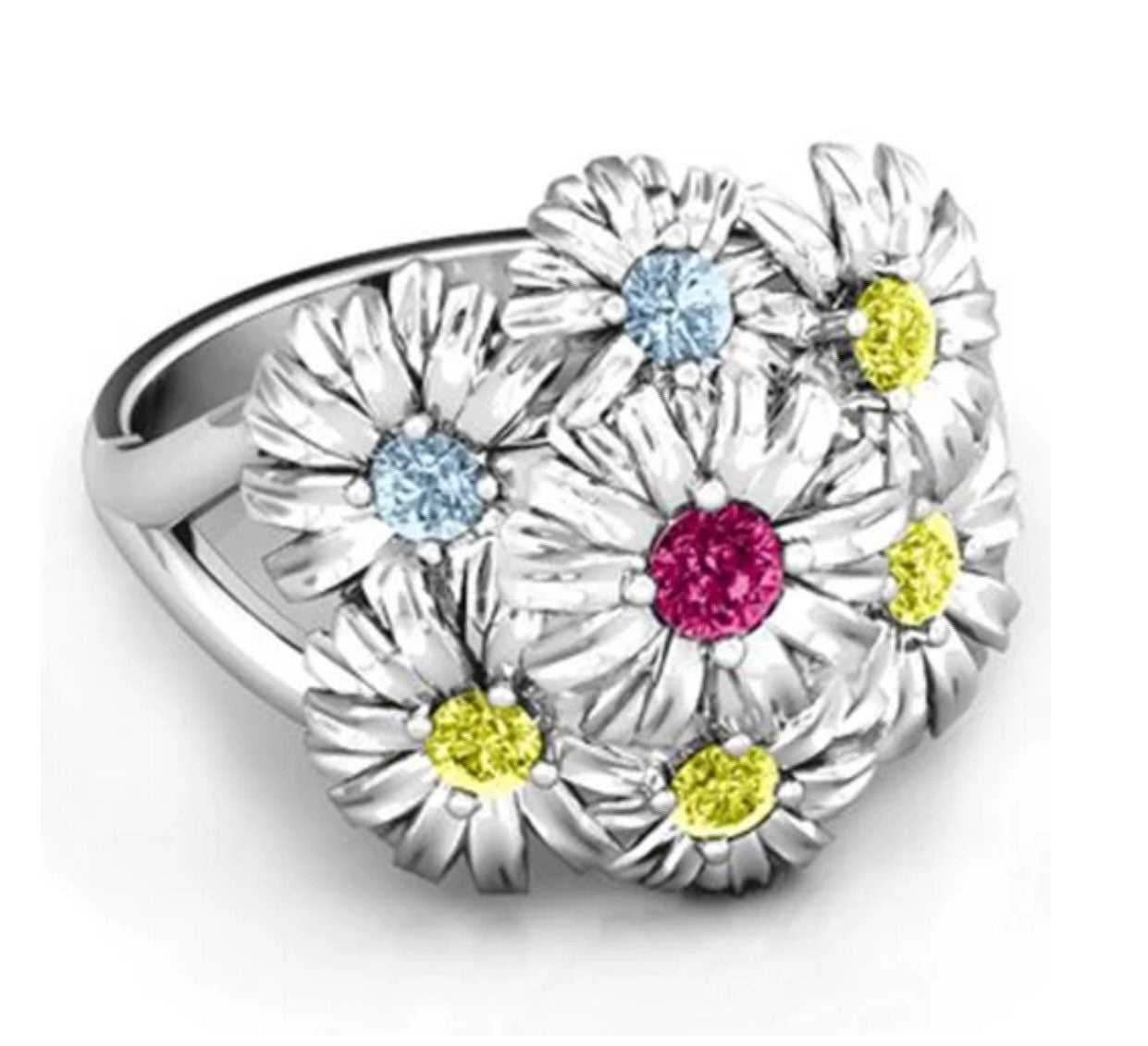 Daisy Bouquet Flower Ring - Springtime Jewelry - Unique Summer Look - Caual or Dressy