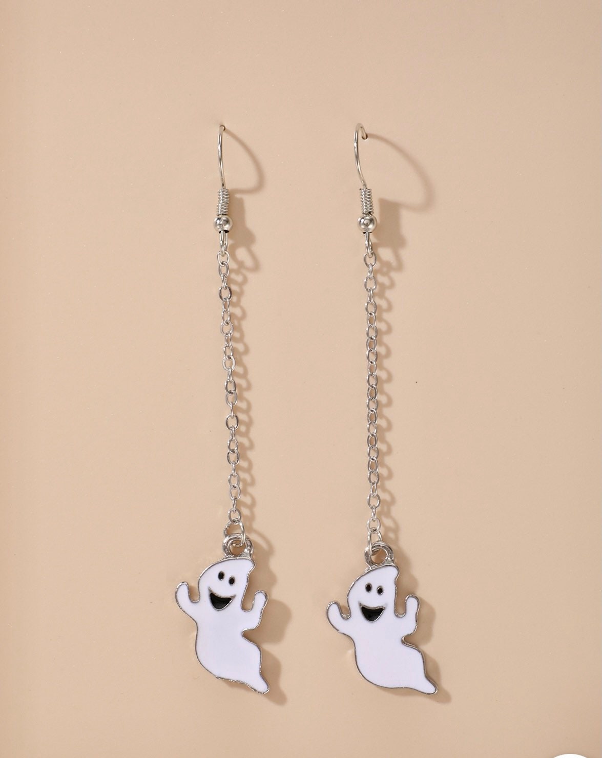 Cute Happy Ghost Dangle Earrings - Halloween Jewelry - Costume Accessory - Halloween Party Jewelry