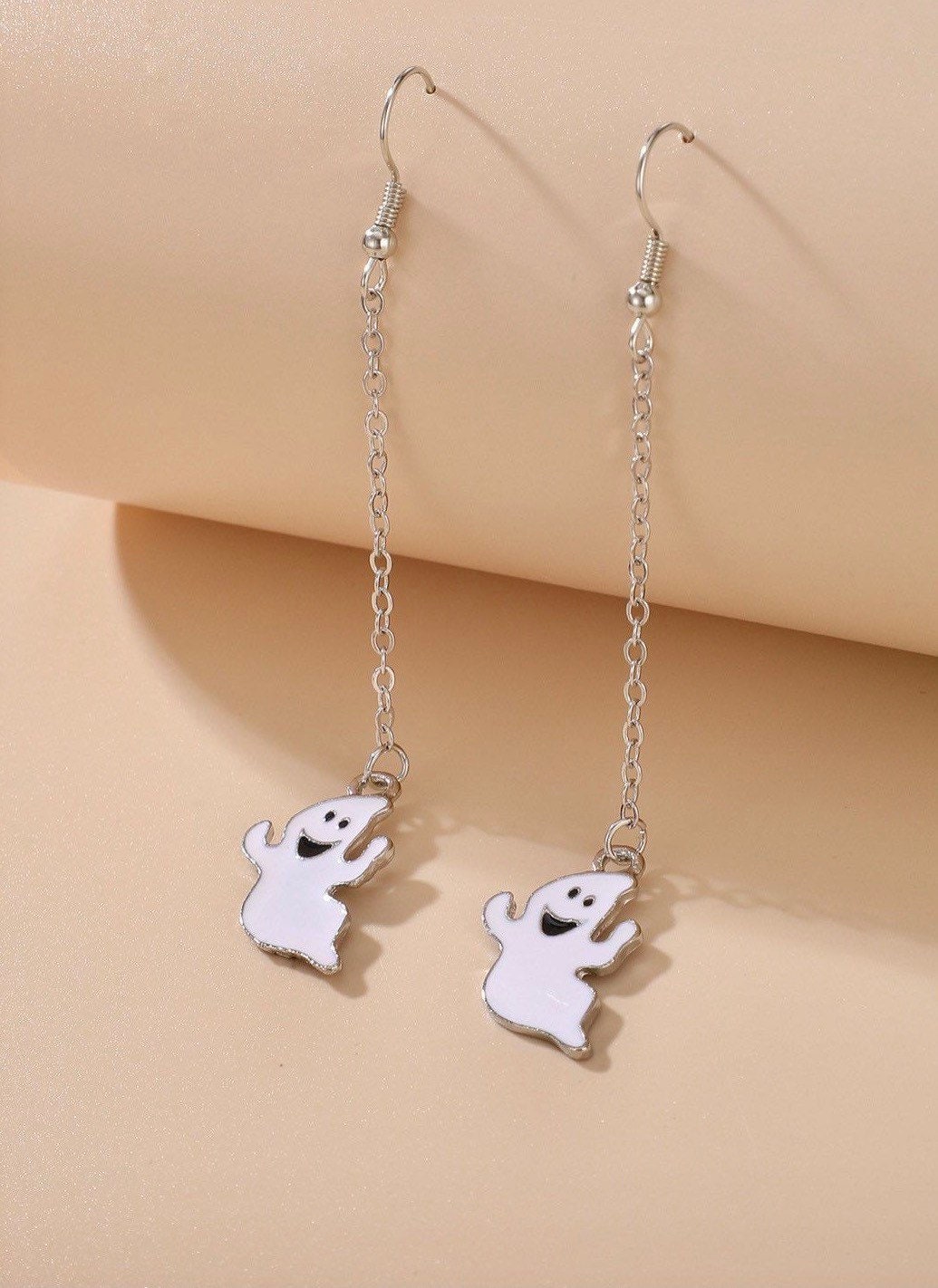 Cute Happy Ghost Dangle Earrings - Halloween Jewelry - Costume Accessory - Halloween Party Jewelry