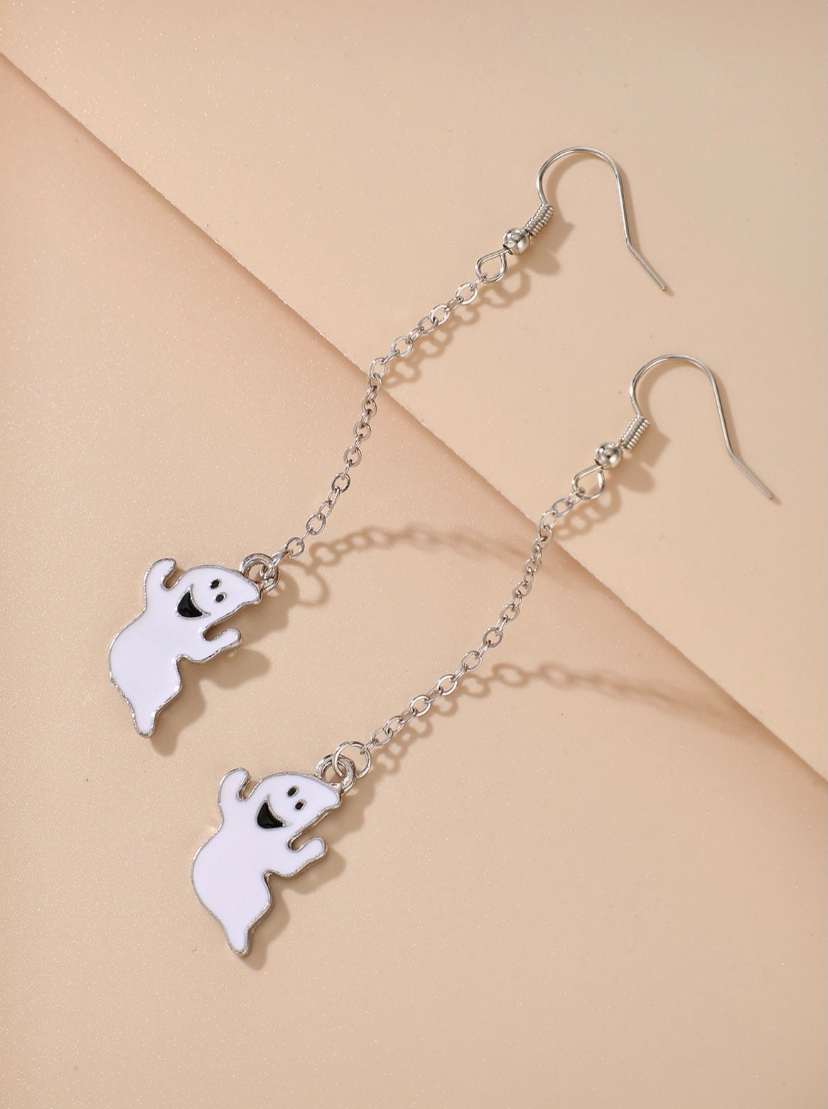 Cute Happy Ghost Dangle Earrings - Halloween Jewelry - Costume Accessory - Halloween Party Jewelry