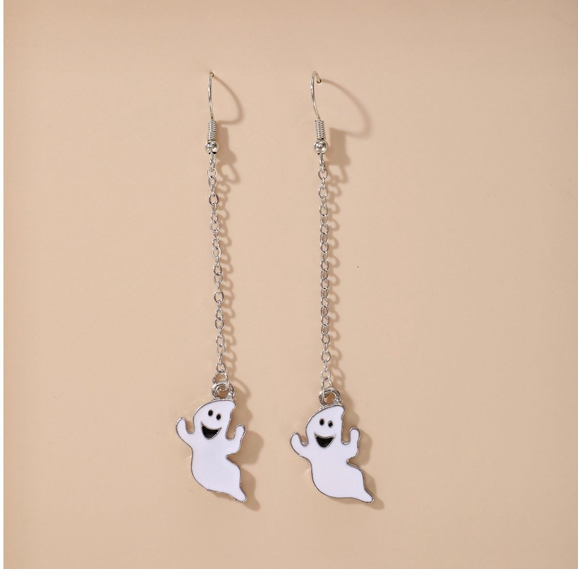 Cute Happy Ghost Dangle Earrings - Halloween Jewelry - Costume Accessory - Halloween Party Jewelry