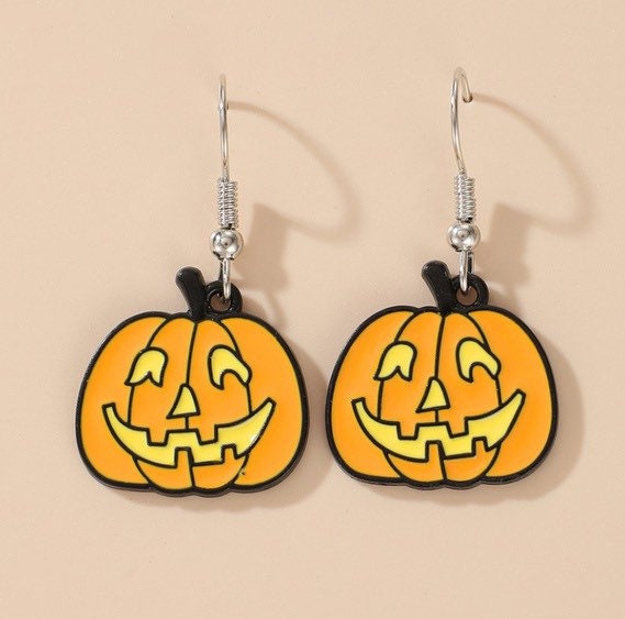 Jack O’Lantern, Pumpkin Earrings, Halloween, Carved Pumpkin, Spooky Season, Cute, Seasonal, Fall Vibes, Cartoon Pumpkin, Kawaii