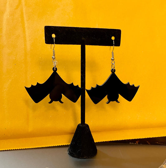 Hanging Upside Down Bat Earrings -  Drop Earrings - Creepy - Gothic - Nocturnal - Halloween Costume