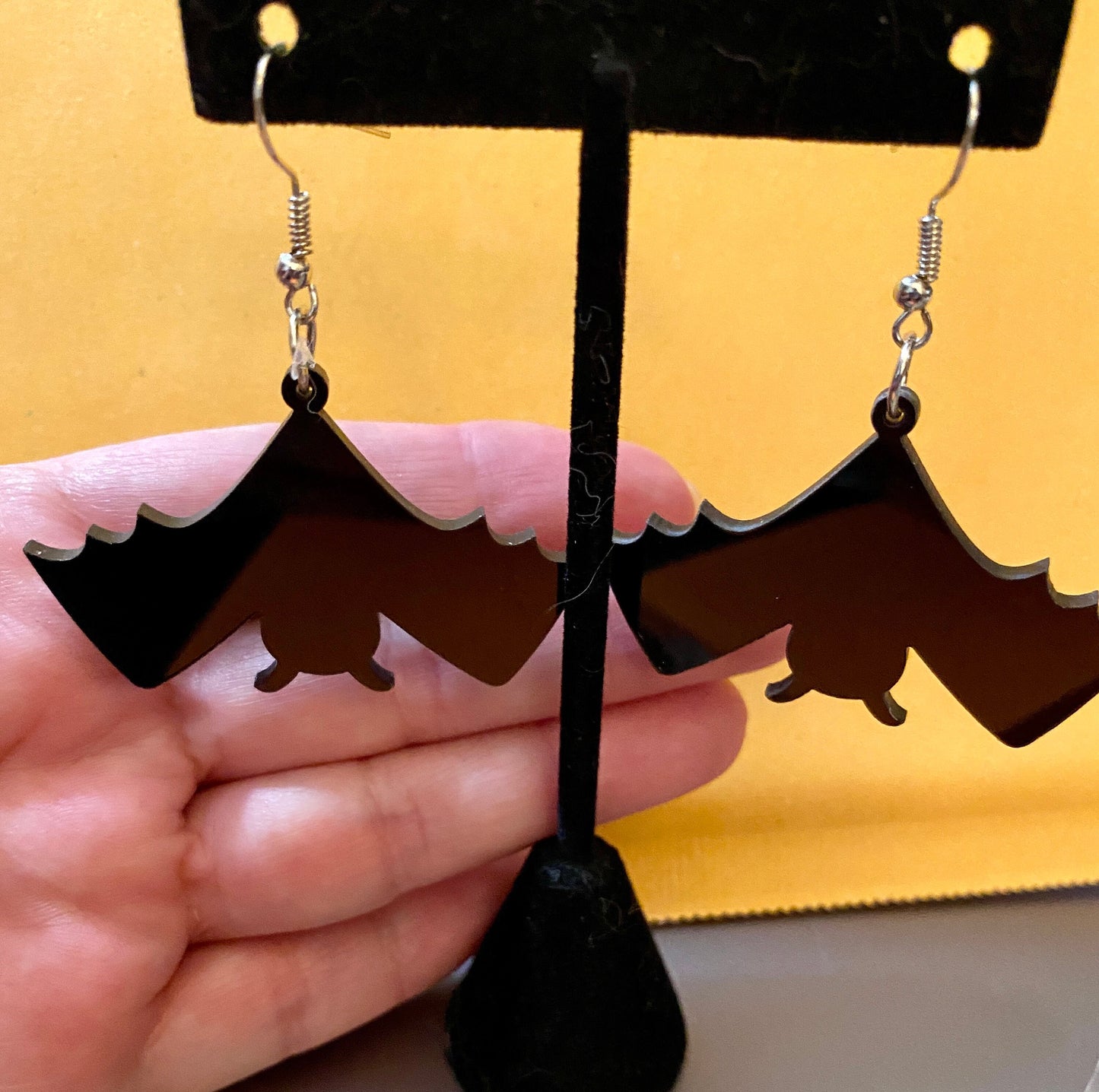 Hanging Upside Down Bat Earrings -  Drop Earrings - Creepy - Gothic - Nocturnal - Halloween Costume