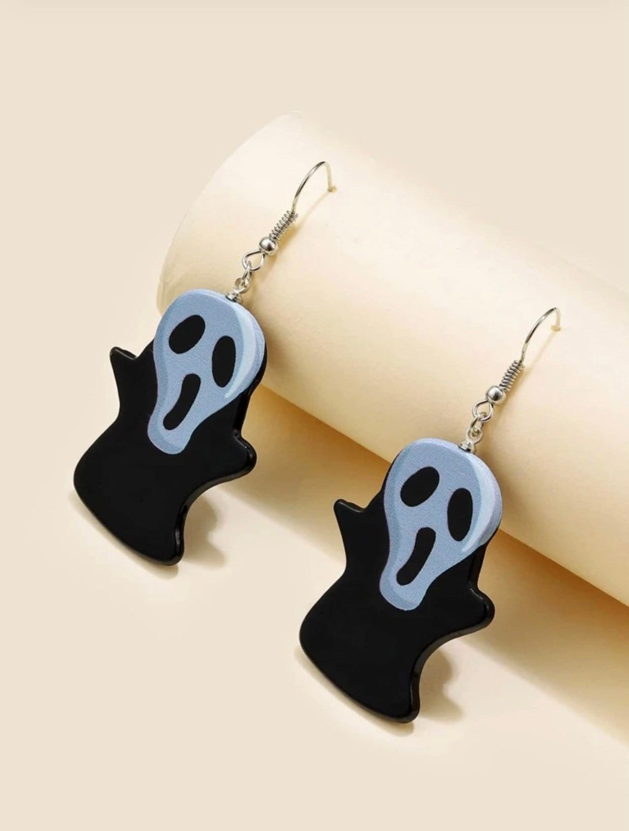 Ghost Face Scream, Dangle Ghost Drop Earrings - Halloween Jewelry