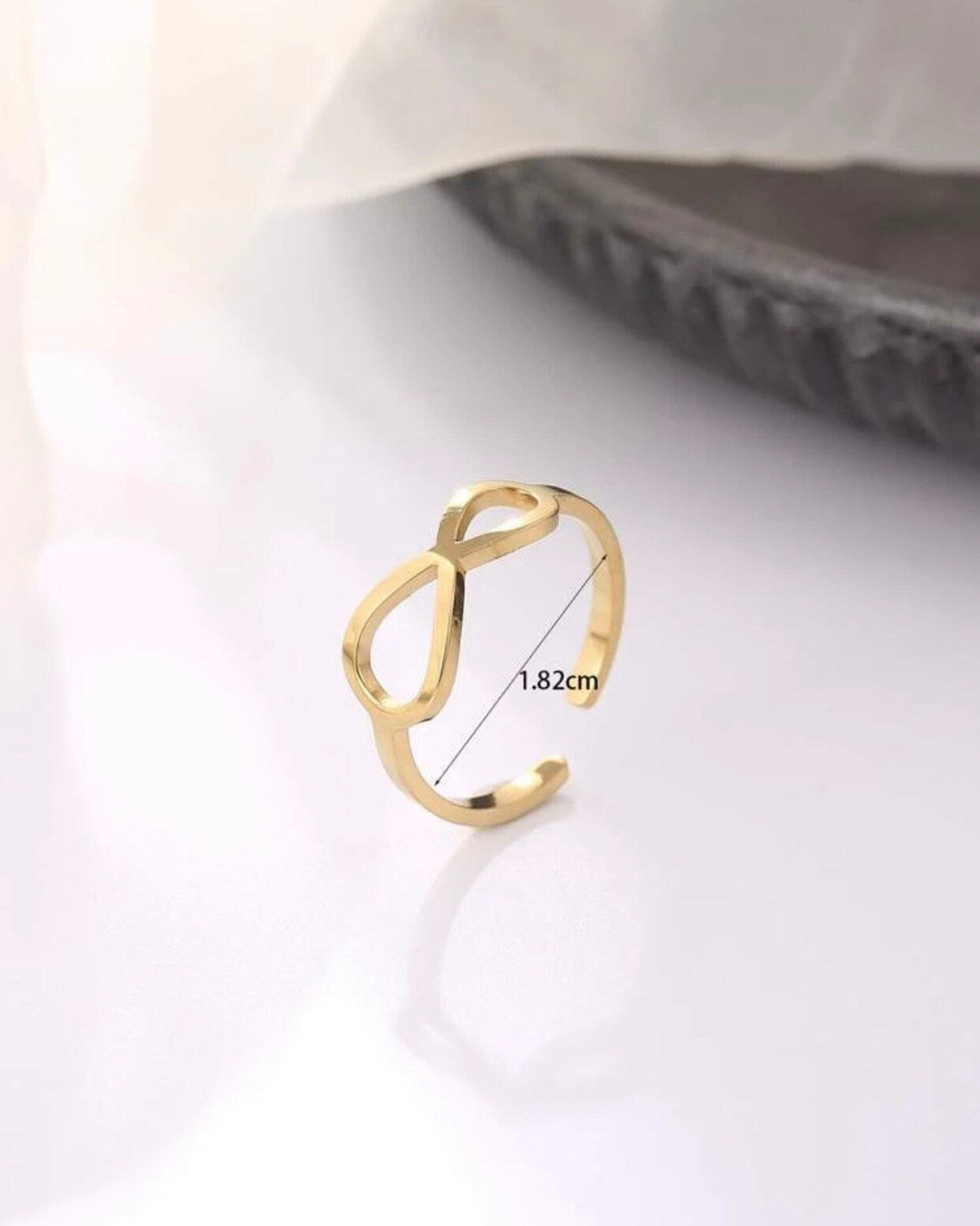 14K Gold Dipped Infinity Ring, Adjustable Band, Stainless Steel