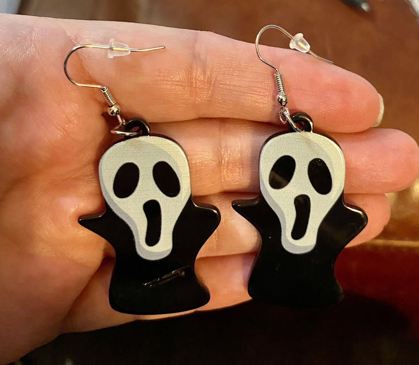 Ghost Face Scream, Dangle Ghost Drop Earrings - Halloween Jewelry