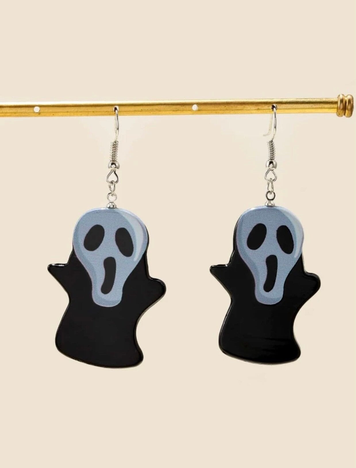 Ghost Face Scream, Dangle Ghost Drop Earrings - Halloween Jewelry