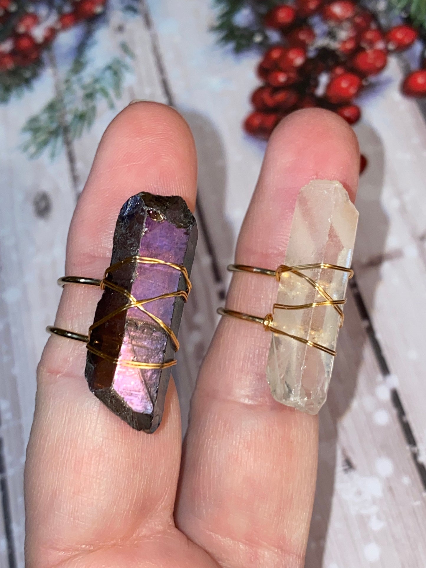 Beautiful Stone Rings Tied with Gold Color Wire - Adjustable - Multicolor or White - Woman’s Gift