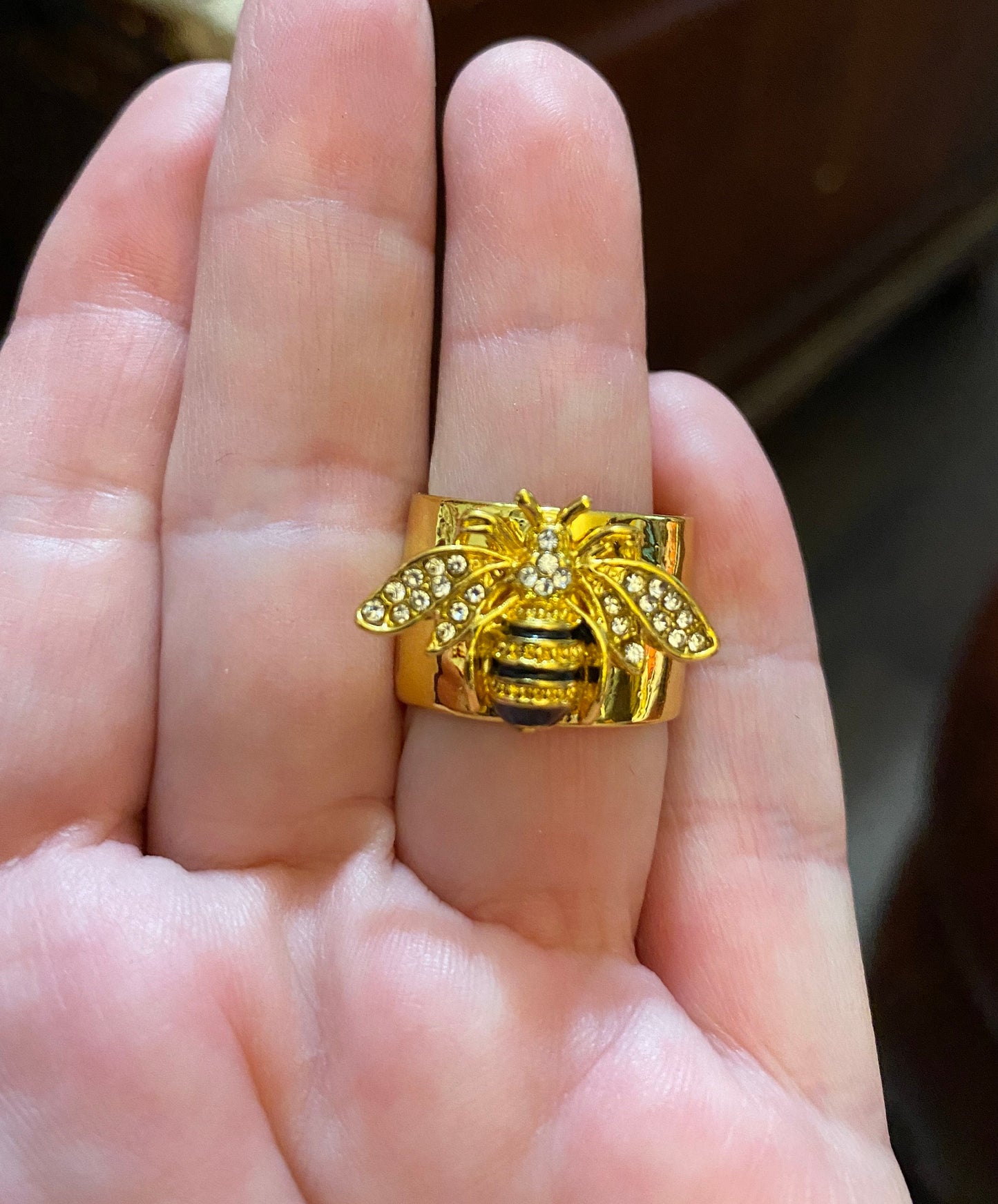 Bee Ring - Rhinestones and Gold/Yellow in Color - Shiny Bling