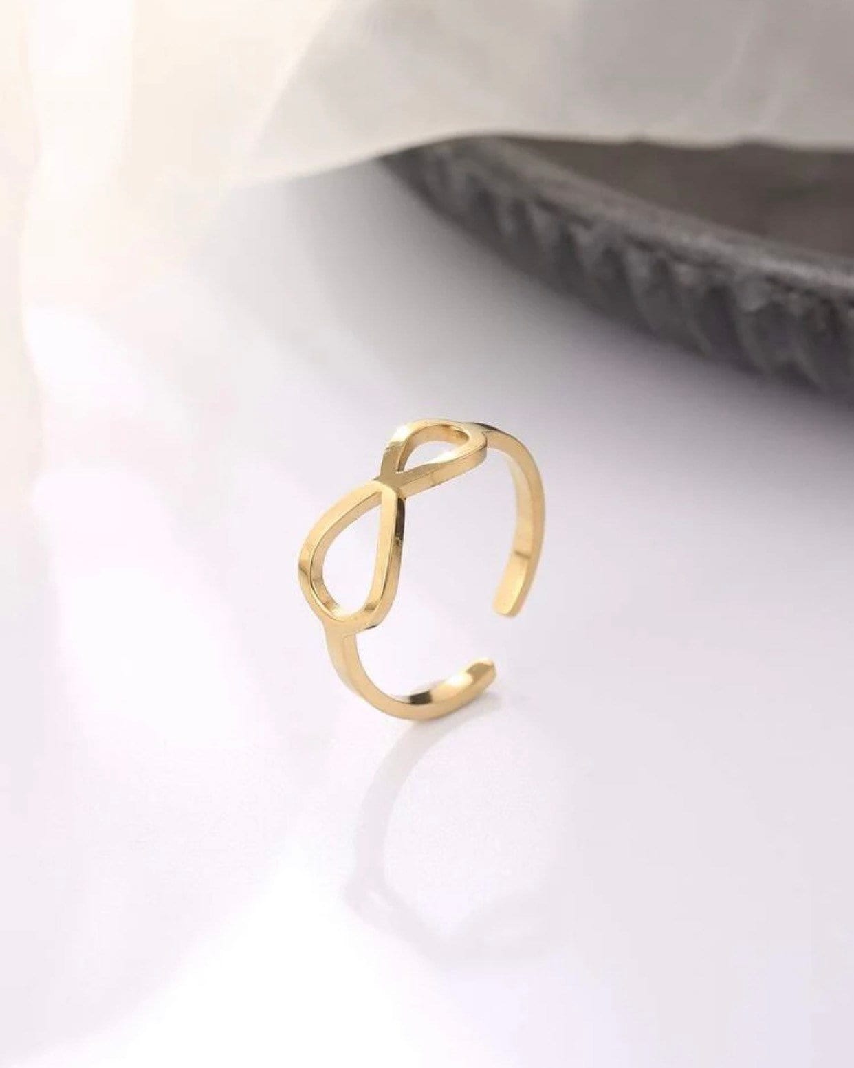 14K Gold Dipped Infinity Ring, Adjustable Band, Stainless Steel