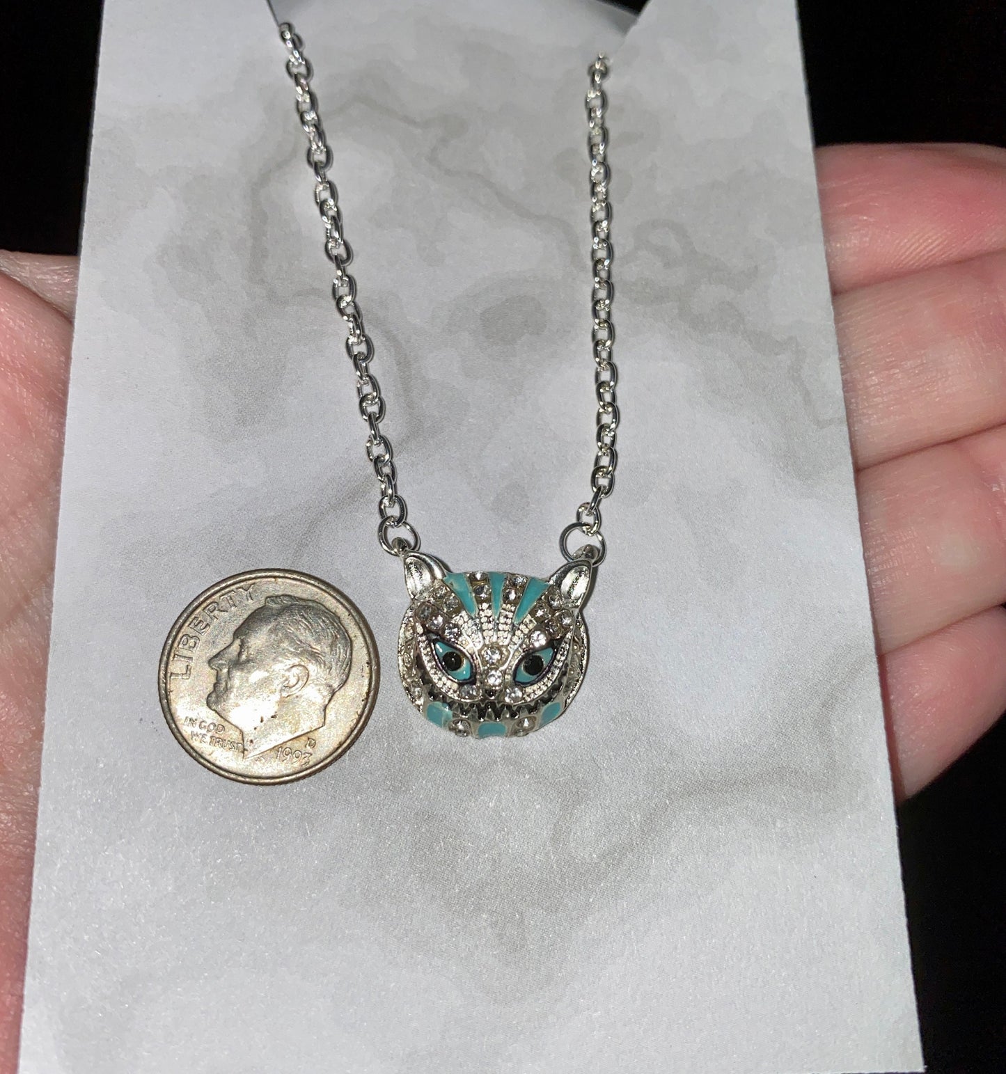 Creepy Cat Necklace - Mischievous Grin Like the Cheshire Cat - Girls, Teens Jewelry