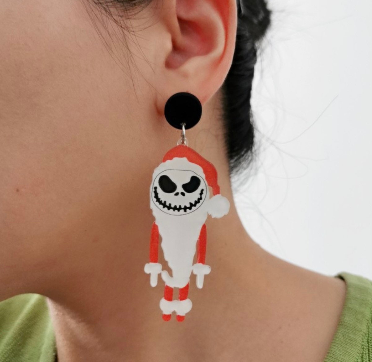 Cute Jack Skellington Santa Dangle Earrings - Cute and Spooky - Scary Pumpkin