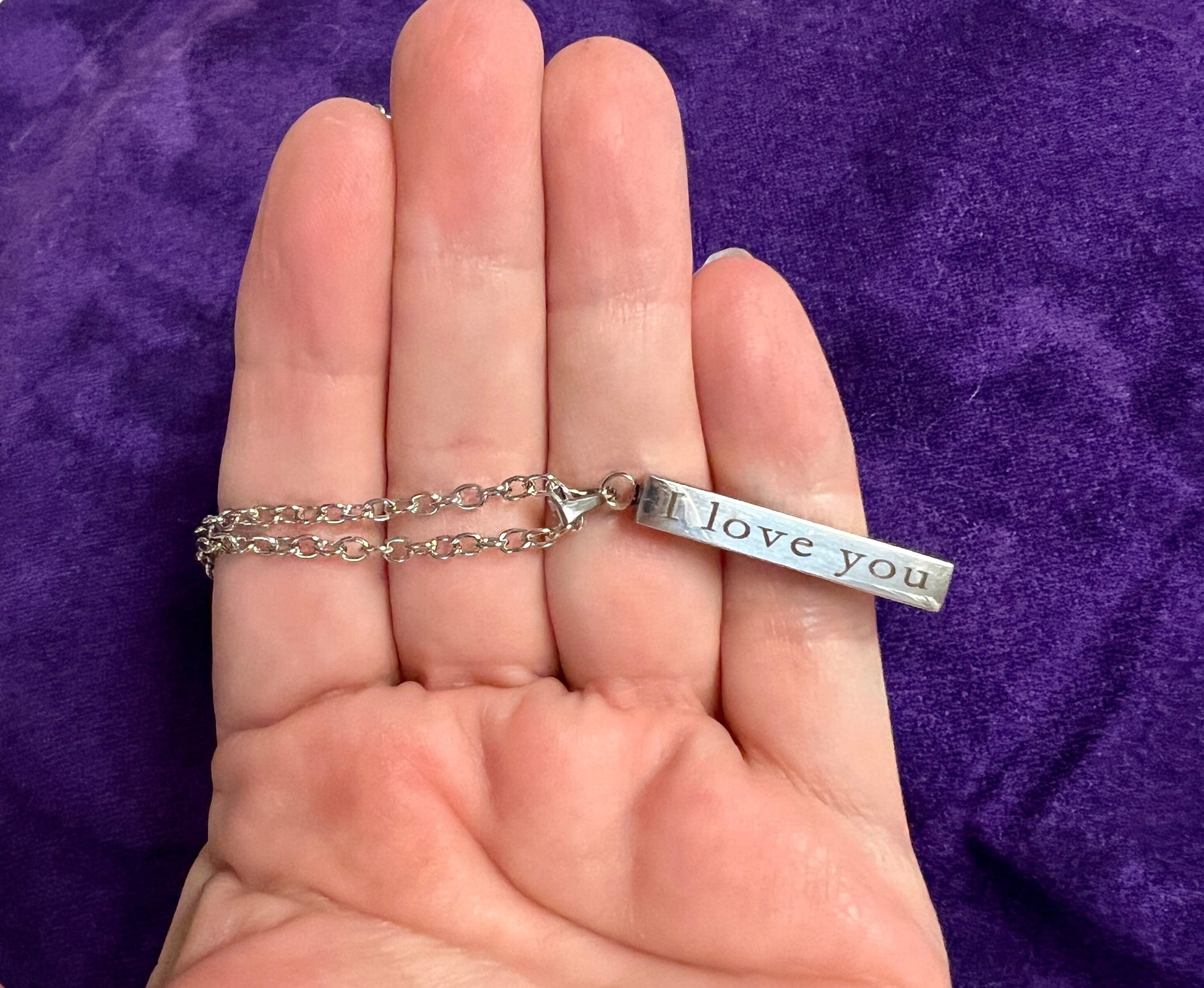 I Love You, Forever & Always, Vertical Bar Charm Necklace - Special Someone Gift - Unisex