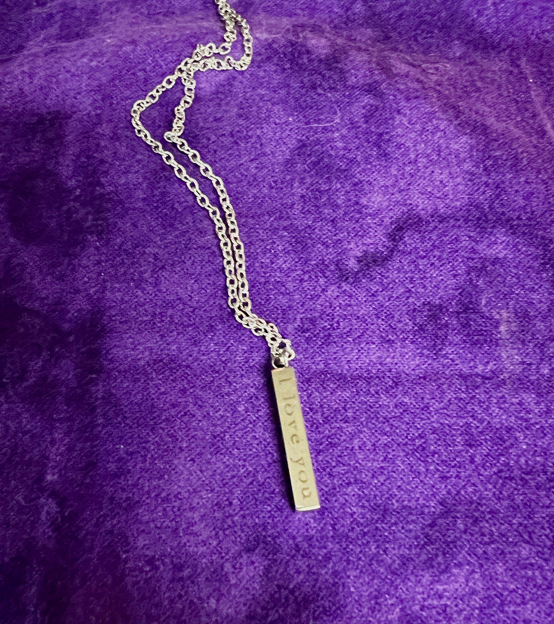 I Love You, Forever & Always, Vertical Bar Charm Necklace - Special Someone Gift - Unisex